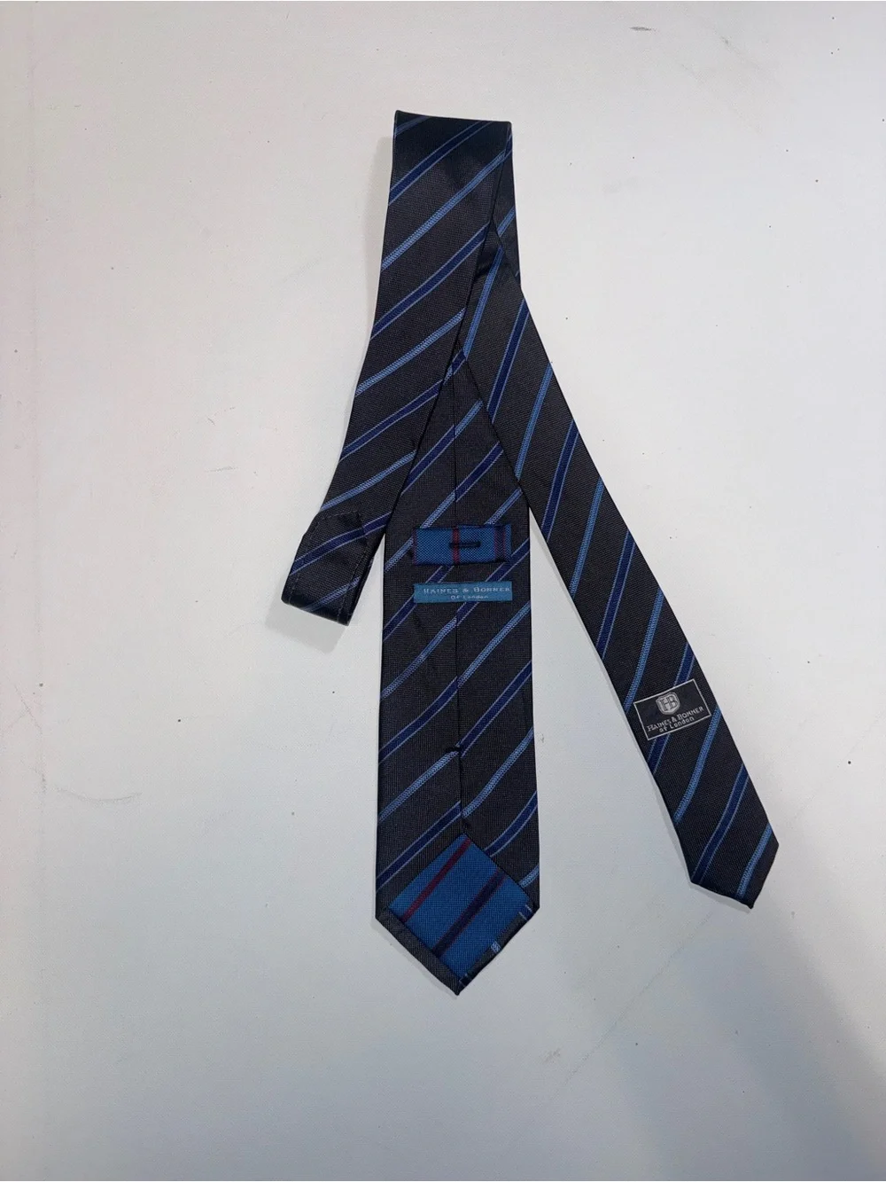 Men's Black Tie with Blue Diagonal Stripes